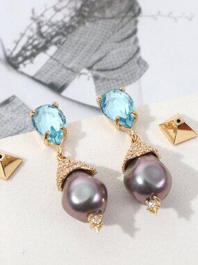 Alexis Bittar Blue Gemstone Pearl Earrings